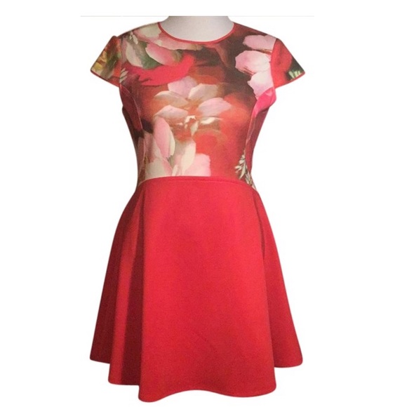 ted baker red floral dress